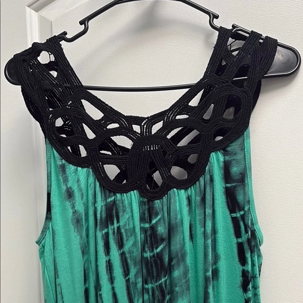 Club Z Collection Turquoise Tie Dye Crochet Maxi Swim Cover Up Dress NWT L